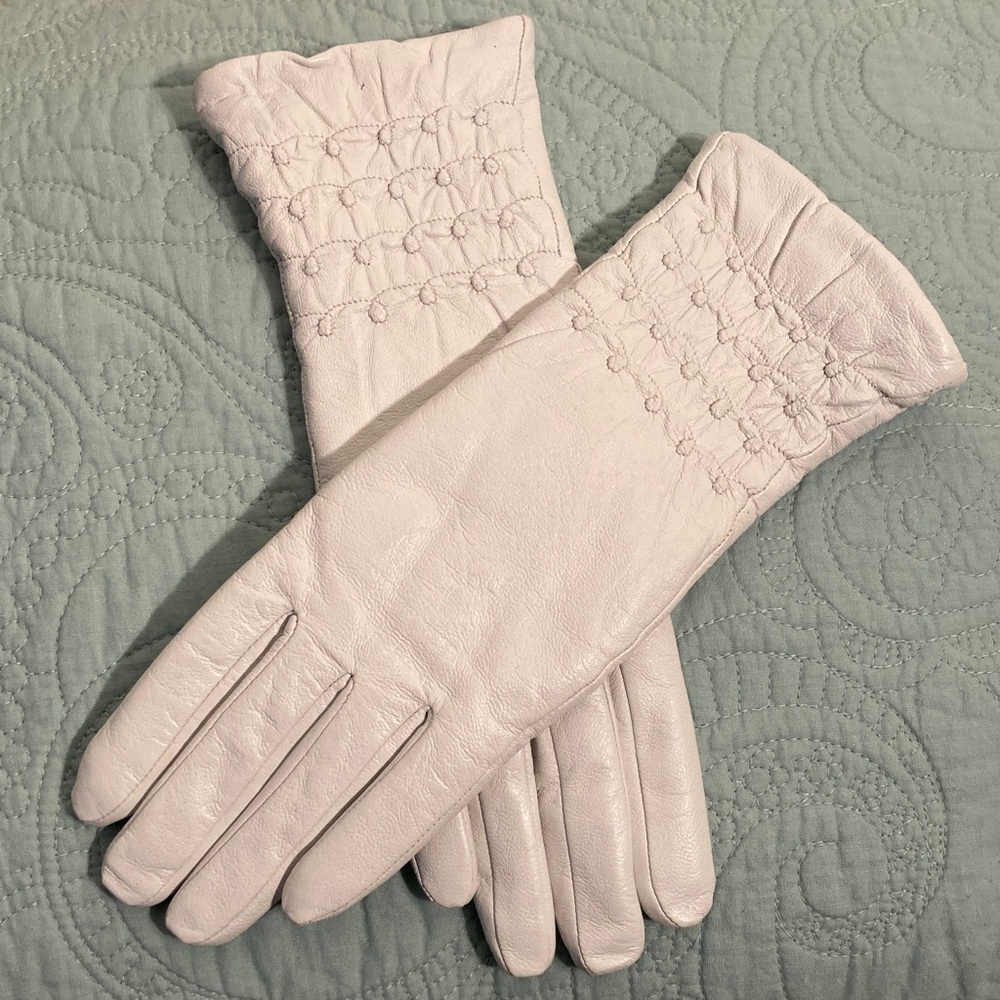 Rodrigo Italy leather white Gloves with fleece interior 7